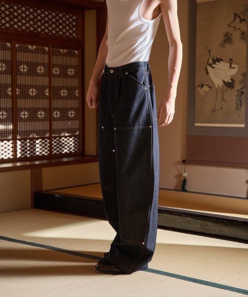 DOUBLE KNEE CURVE BUGGY RIGID DENIM PANTS／ダブルニーカーブバギー