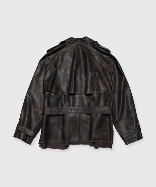 JOSEMOON/ジョゼムーン】FAUX LEATHER TRENCH JACKET/フォーレザー