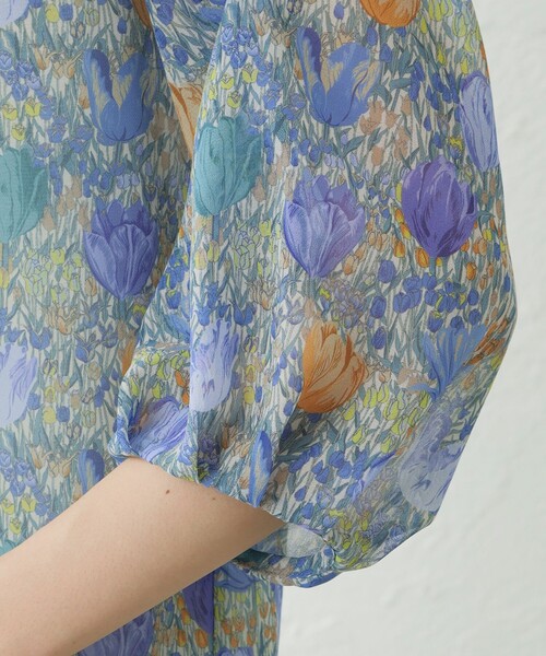 amaca（アマカ）の「【LIBERTY】AMALIA TULIPスタンドカラーブラウス