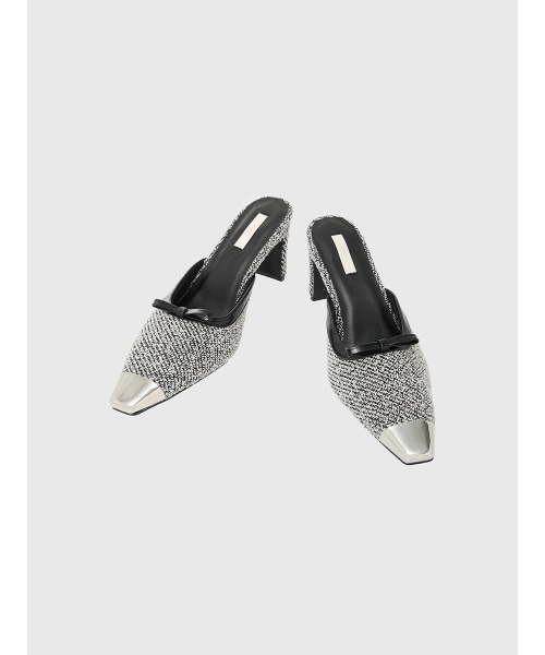 セール】シルバーキャップツイードリボンミュール（サンダル）｜EIMY