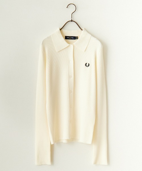FRED PERRY/フレッドペリー] 別注 ワンポイントロゴ刺繍 リブニット