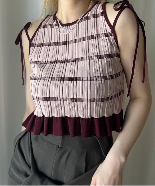 MEDI PURIPURI SHORT KNIT TOP（Tシャツ/カットソー）｜Ameri（アメリ