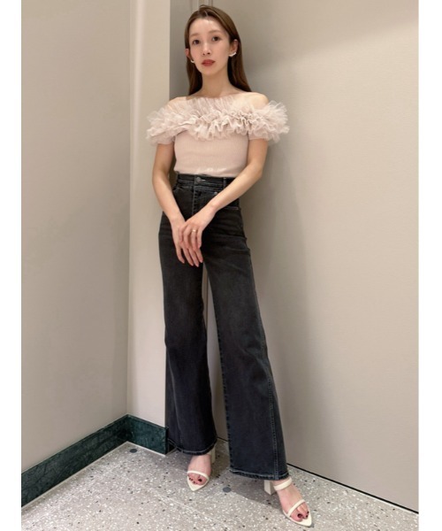 SNIDEL（スナイデル）の「ボリュームチュールドッキングニットプル