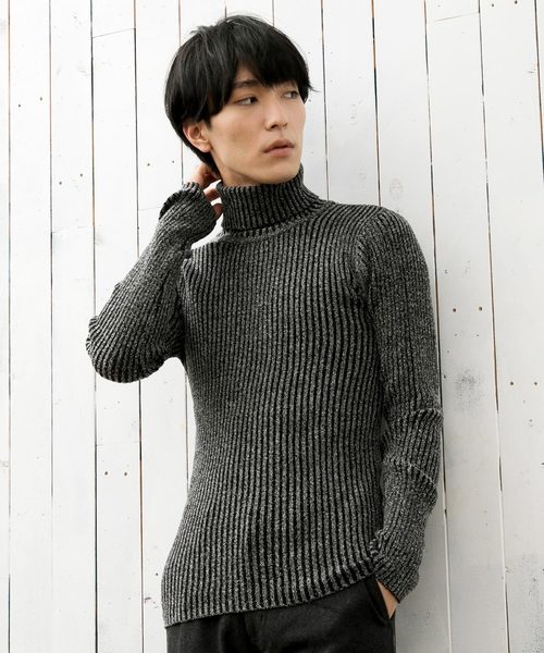 セール】リブ編み タートルネック ニットセーター（ニット/セーター