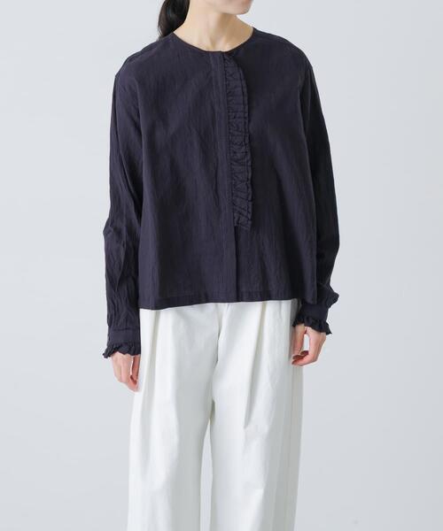 かぐれ（カグレ）の「コットンリネンフリルブラウス（シャツ/ブラウス
