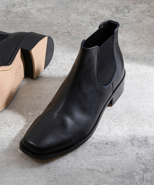 PADRONE パドローネ / BL SQUARE SIDE GORE BOOTS キップレザー