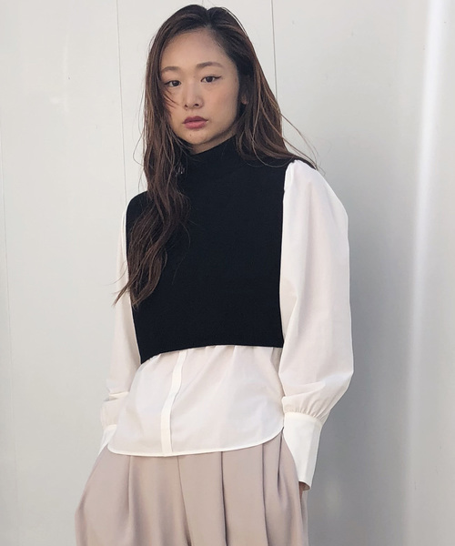 Ameri（アメリ）の「MINI KNIT DOCKING SHIRT（シャツ/ブラウス）」 - WEAR