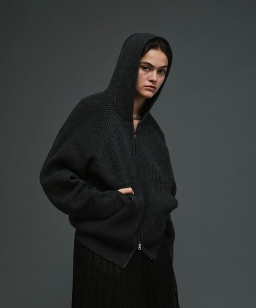 soerte（ソエルテ）の「Wool knit double zip-up hoodie/ウールニット