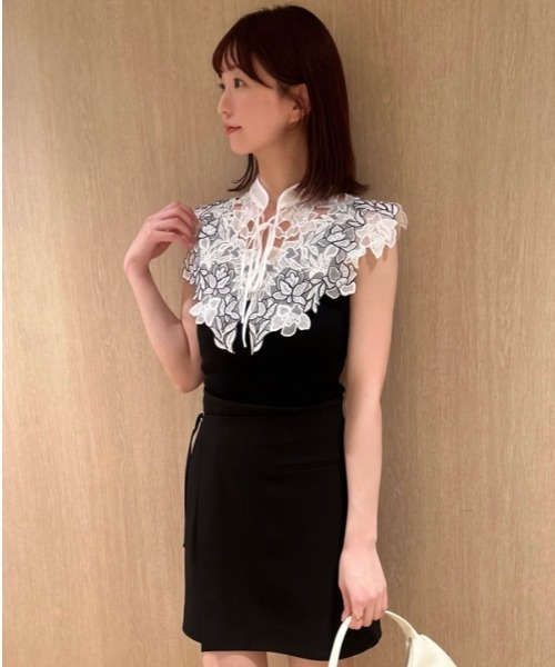 SNIDEL（スナイデル）の「レースカラーノースリニット（ニット