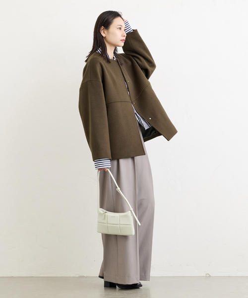 追加》スーパー140ビーバーノーカラーショートコート（ノーカラー