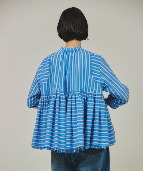 Curensology(カレンソロジー)/ストライプレイヤードギャザーブラウス