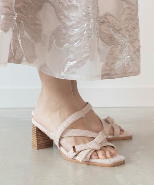 アシンメトリーリボンミュールサンダル（サンダル）｜RANDA（ランダ