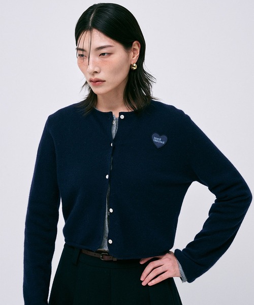 セール】RACCOON BLENDED CROPPED CARDIGAN HEART LOGO（カーディガン