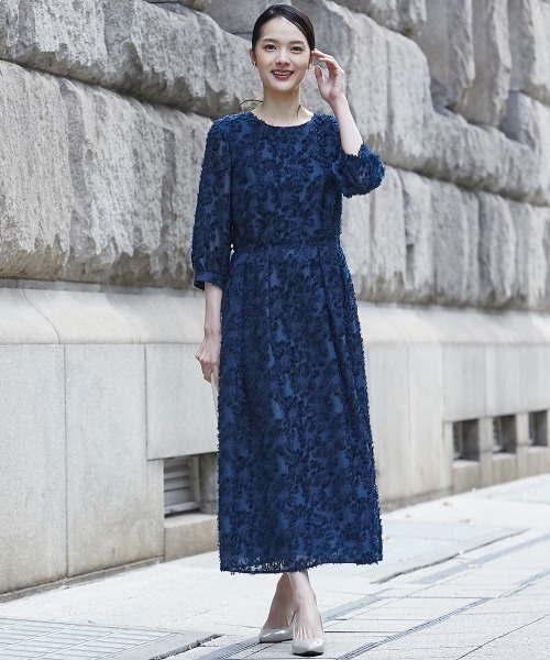 高身長 【フォーマル】カットジャガードワンピースアンサンブル（ノー