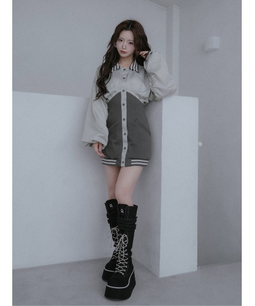 ドルマンスリムスカジャンミニワンピース（ワンピース）｜Darich