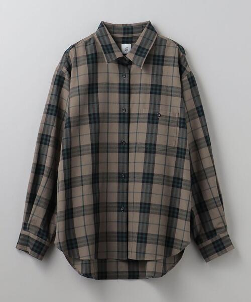 6（ロク）の「＜6(ROKU)＞毛コットン チェックシャツ（シャツ/ブラウス