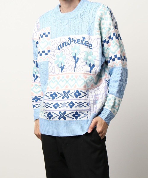 HOOK】パッチワーク模様ニットプルオーバー（ニット/セーター）｜HOOK