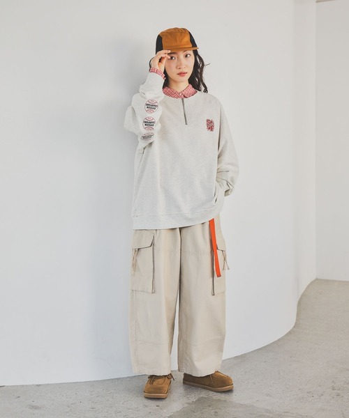 スリーブロゴハーフZIPプルオーバー（スウェット）｜niko and