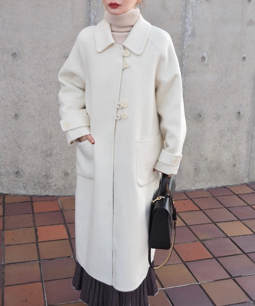 soutien collar double button coat /ステンカラーダブルボタンミドル