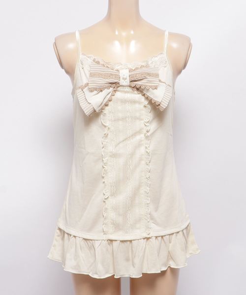 axes femme（アクシーズファム）の「ストライプビッグリボンキャミ