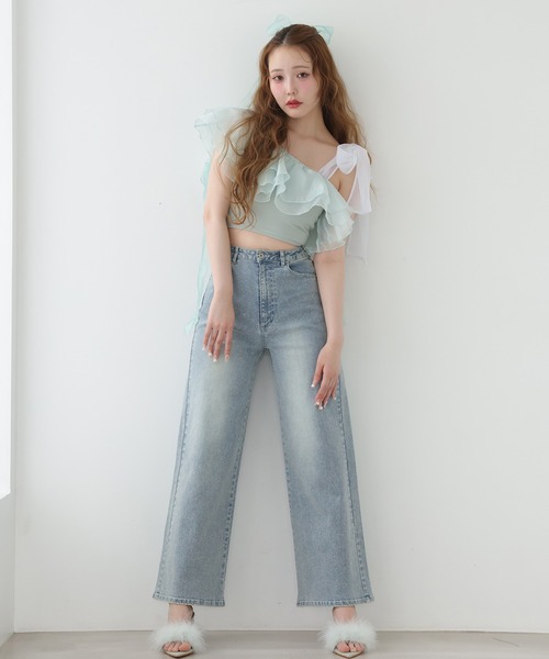 swimwear/肩リボンワンショルダー/3点セット（水着）｜one after