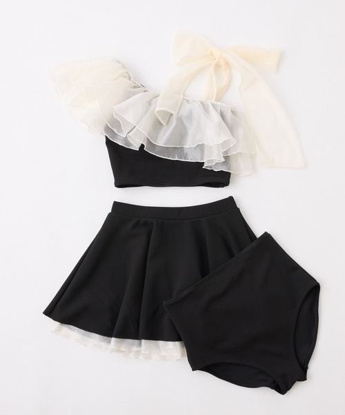 swimwear/肩リボンワンショルダー/3点セット（水着）｜one after