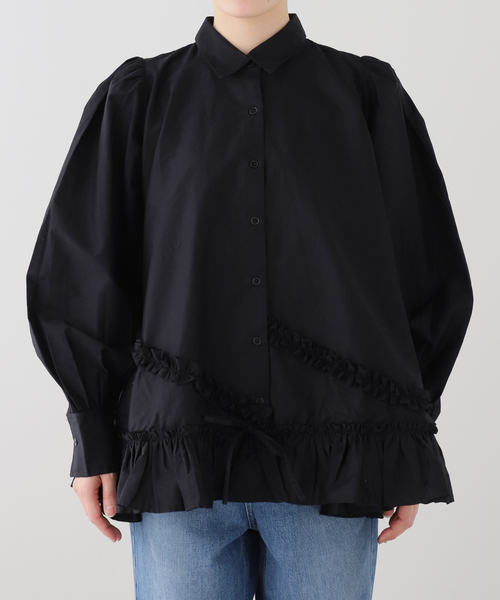 crinkle crinkle crinkle frill hem long sleeve shirts CC-4503