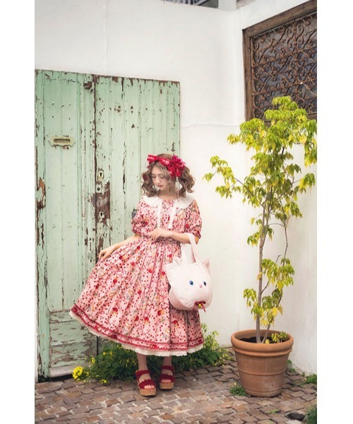 PINK HOUSE（ピンクハウス）の「キャットチェリードロップ柄ミディ