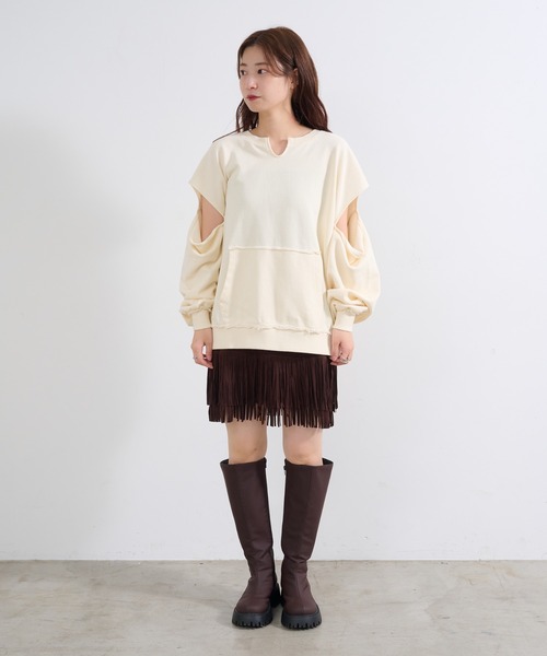 Kastane（カスタネ）の「【初夏まで着れる】カットアウトBIGスウェット