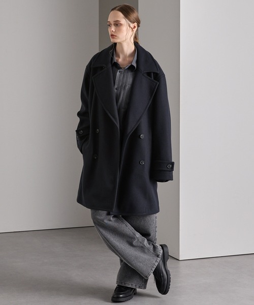 オーバーサイズ ソフトメルトンサイドジップピーコート MONO-MART