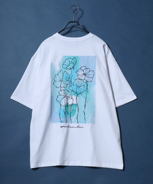 セール】Cool Touch Back Print Floral Pattern T-shirt/接触冷感
