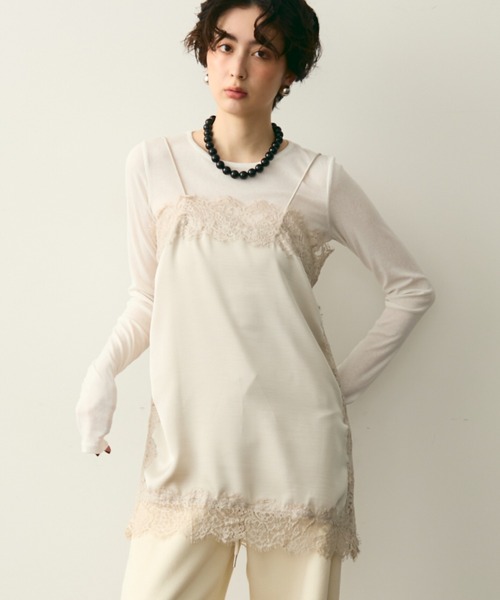 ケミカルレースサテンキャミソール（キャミソール）｜Trish