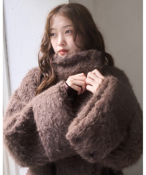 3wayスタンドカラーシャギーコート（チェスターコート）｜mellowneon