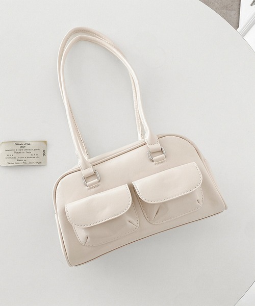 オイル ツーポケット レザー ショルダーバッグ（トートバッグ）｜cream