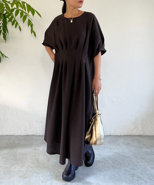 un dix cors（アンディコール）の「ウエストタック半袖ワンピース