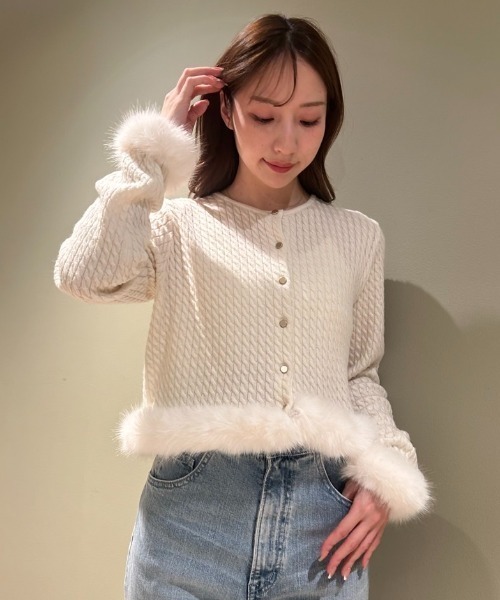 CELFORD（セルフォード）の「ケーブルニットファーカーデ