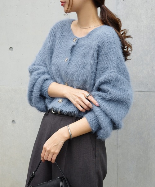 セール】ショート丈フェザーヤーン2wayニットカーディガン（ニット