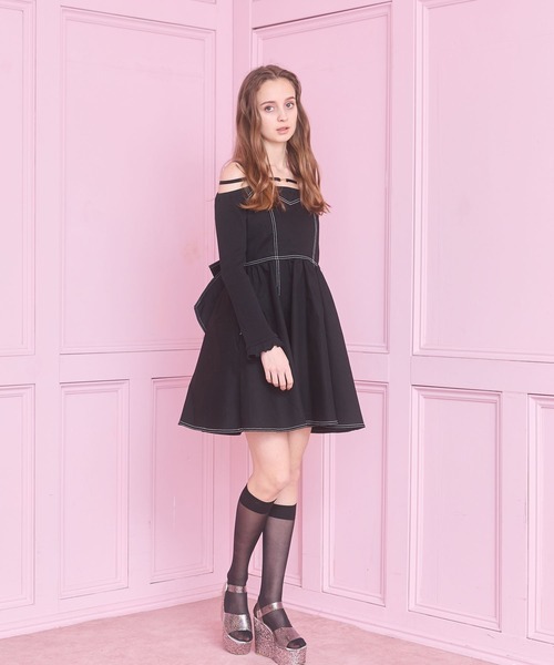 lilLilly（リルリリー）の「バックリボンデニムワンピース（ワンピース