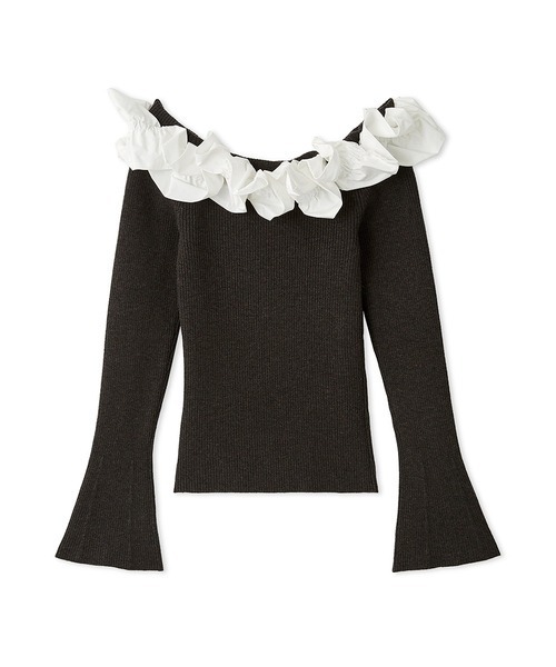 LILY BROWN（リリーブラウン）の「ボリュームフリルニットトップス