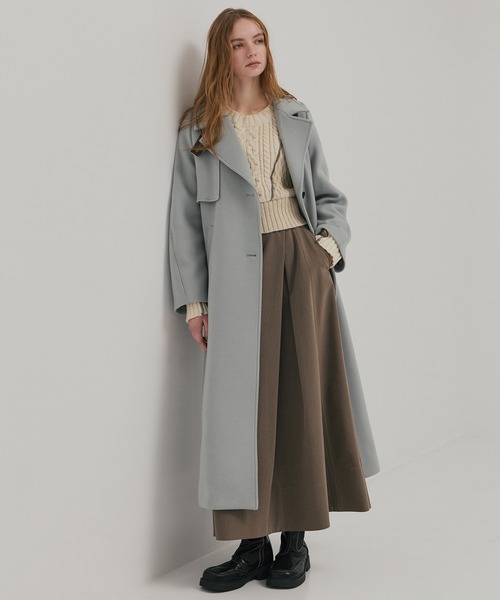 残りわずか】SUPER140×ファインメリノ＊アシメオーバーヨークコート