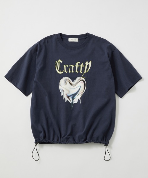 メタリックデザインロゴプリント ドロスト半袖Tシャツ MONO-MART