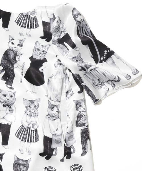 mmts（マミタス）の「ヒグチユウコ×mmts / 猫10匹 総柄 ワンピース