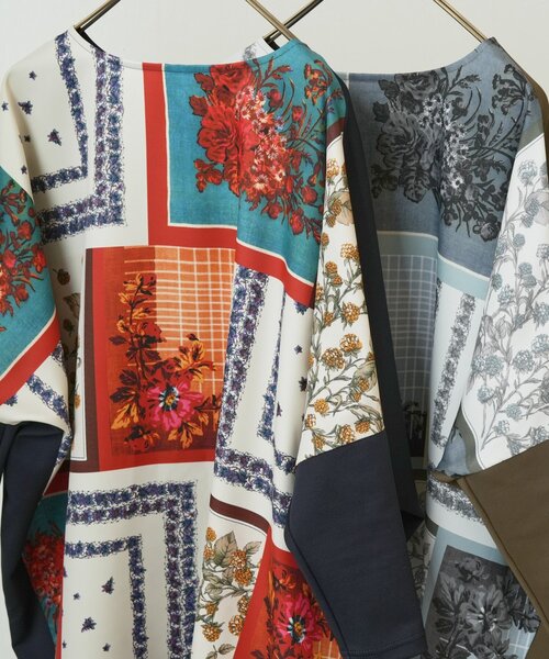 セール】スカーフパッチワークプリントワンピース（ワンピース