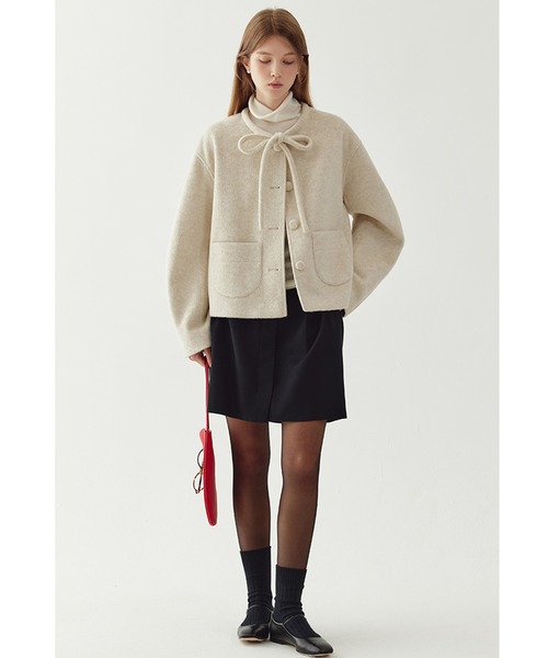 リボンタイ ショートウールコート FQ24W101【Fano Studios