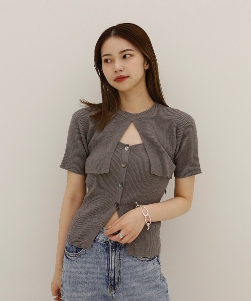 セール】【2点セット】オリジナルニットビスチェアンサンブル