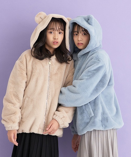 mezzo piano Junior（メゾピアノジュニア）の「耳付きファーブルゾン