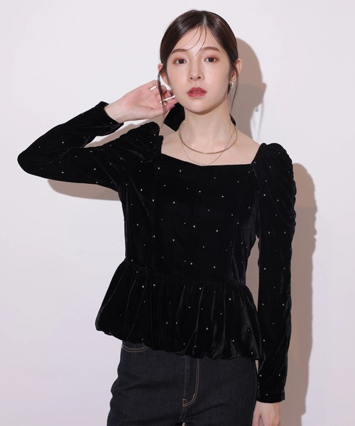 Rirandture（リランドチュール）の「ベロア刺繍ペプラムブラウス