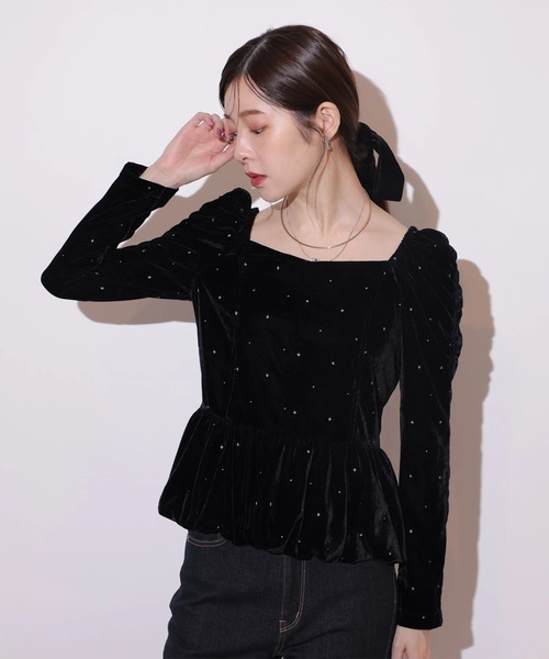 Rirandture（リランドチュール）の「ベロア刺繍ペプラムブラウス