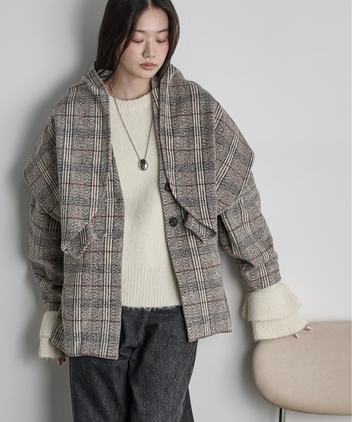 THE YOn（ザヨン）の「ストールセットウールライクチェックコート