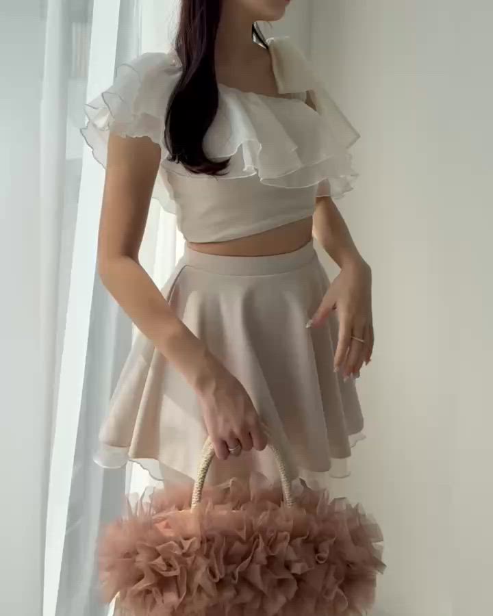 swimwear/肩リボンワンショルダー/3点セット（水着）｜one after